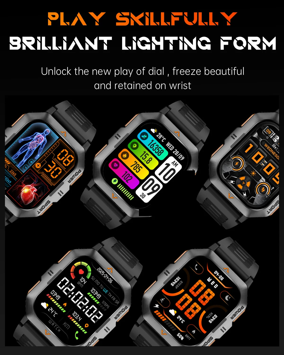 LIGE Outdoor Smart Watch For Men Women‘s Health 2.01’’ HD Screen 430mAh Battery LED Flashlight Waterproof Sports Smartwatches