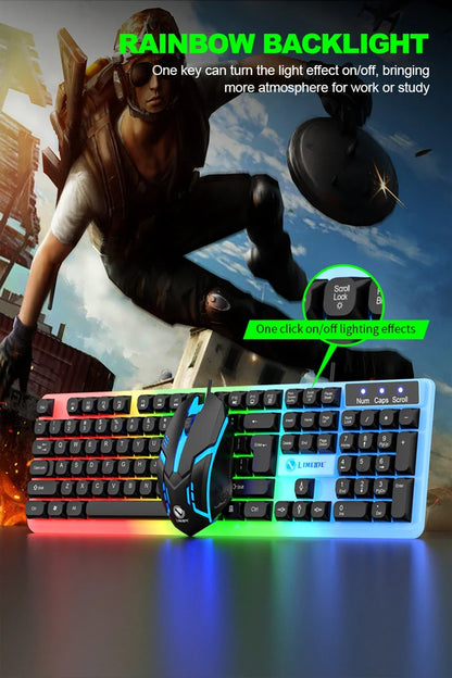 GTX350 Gaming Keyboard Mouse Combos Computer Laptop Backlight Gamer Kit LED Wired Usb Keyboard GTX350 Set-Black