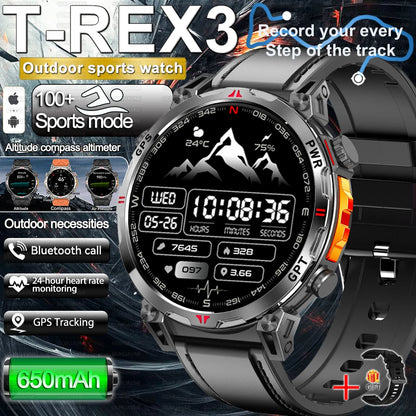 2025 Best seller Military AMOLED HD SmartWatch GPS Compass 10ATM Waterproof Tactics 170+Sport BT call SmartWatch 650Mah Battery