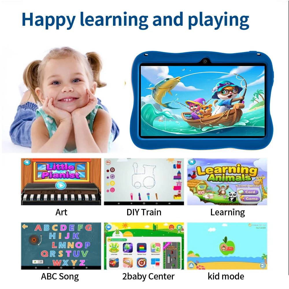 7 Inch Kid Tablet 4GB RAM 64GB ROM Android 13 Wi-Fi Battery Dual Camera Children's Gift Kids Software