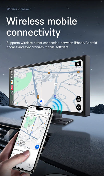 11.26 inch IPS Touch Screen Multimedia Video Player Portable 4K Car DVR Wireless CarPlay Android Auto Dual Lens Driving Recorder