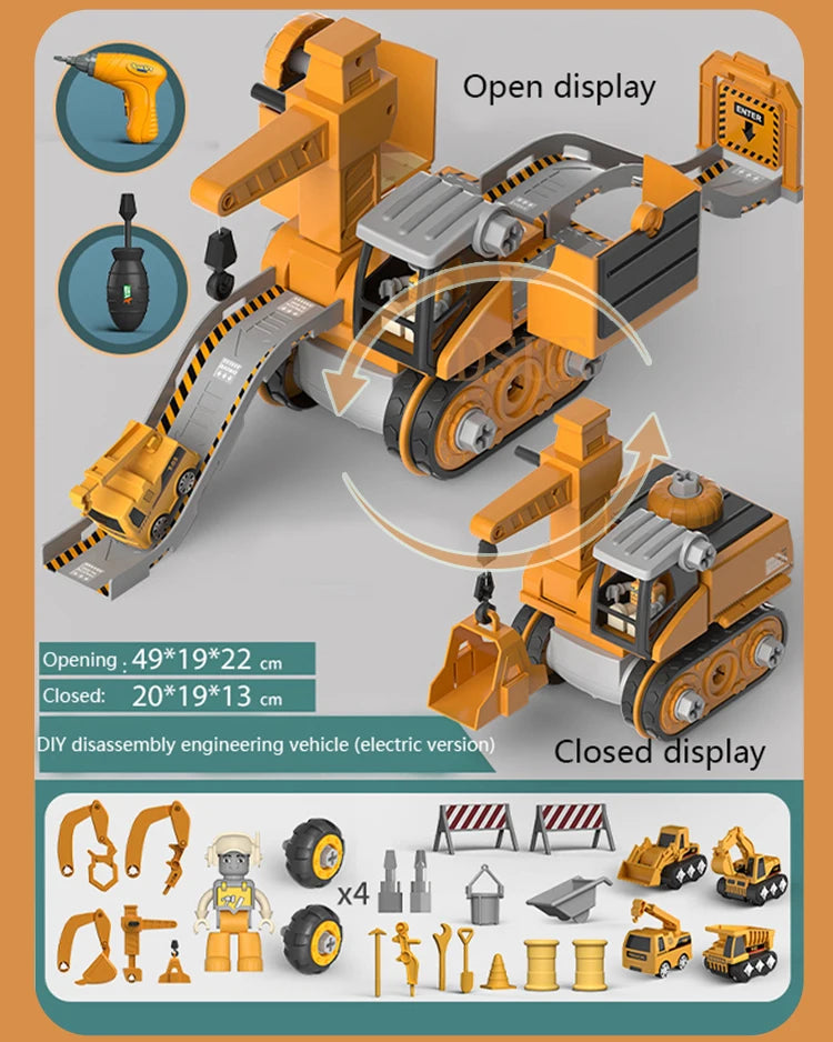 Kids Engineering Vehicle Electric Drill Tool Toys Match Children Educational Assembled Sets Tools For Boys Nut Building Gift