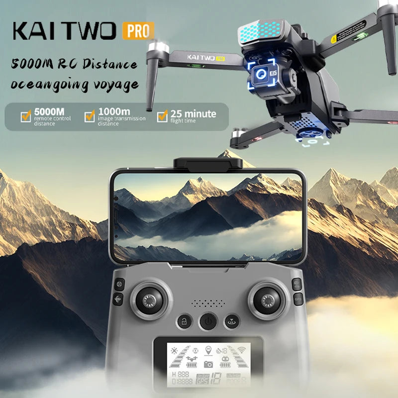 KAITWO Pro GPS Drone HD Camera Aerial Photography FPV 4K 3-axis Anti-shake Gimbal Brushless Obstacle Avoidance Quadcopter Toys ﻿