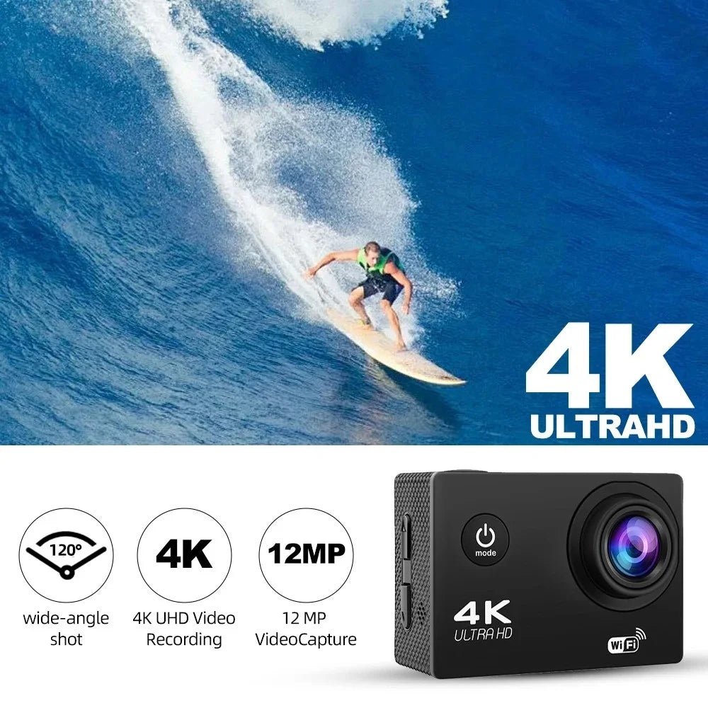 Null 4K Outdoor WiFi Action Camera Helmet Video Recording 4K/30FPS WiFi 2.0" 170DGPS 4X Zoom Underwater Waterproof Sports Camera