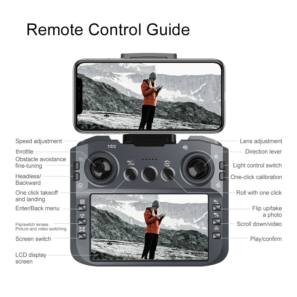 V156 MAX Drone 8K Camera HD With Screen Optical Flow Intelligent Obstacle Avoidance Foldable Brushless Motor Quadcopter Toy UAV