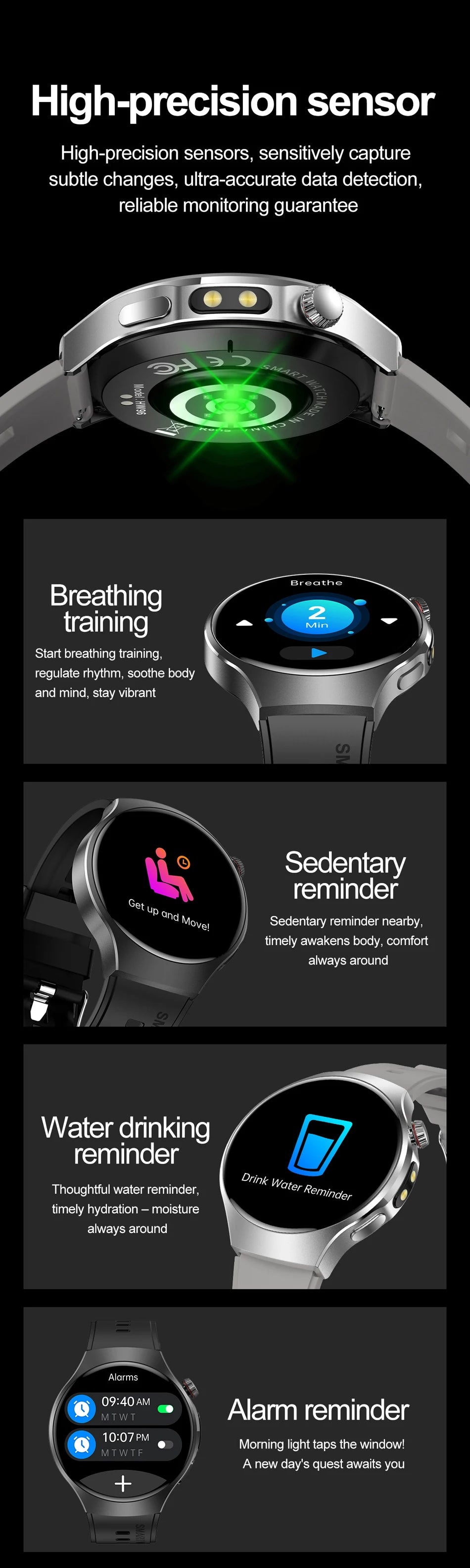 LED Outdoor Smart Watch Men 100+Sports Mode 1.53 360*360 HD AMOLED Screen LED Flashlight IP67 Waterproof Voice Call Smartwatch