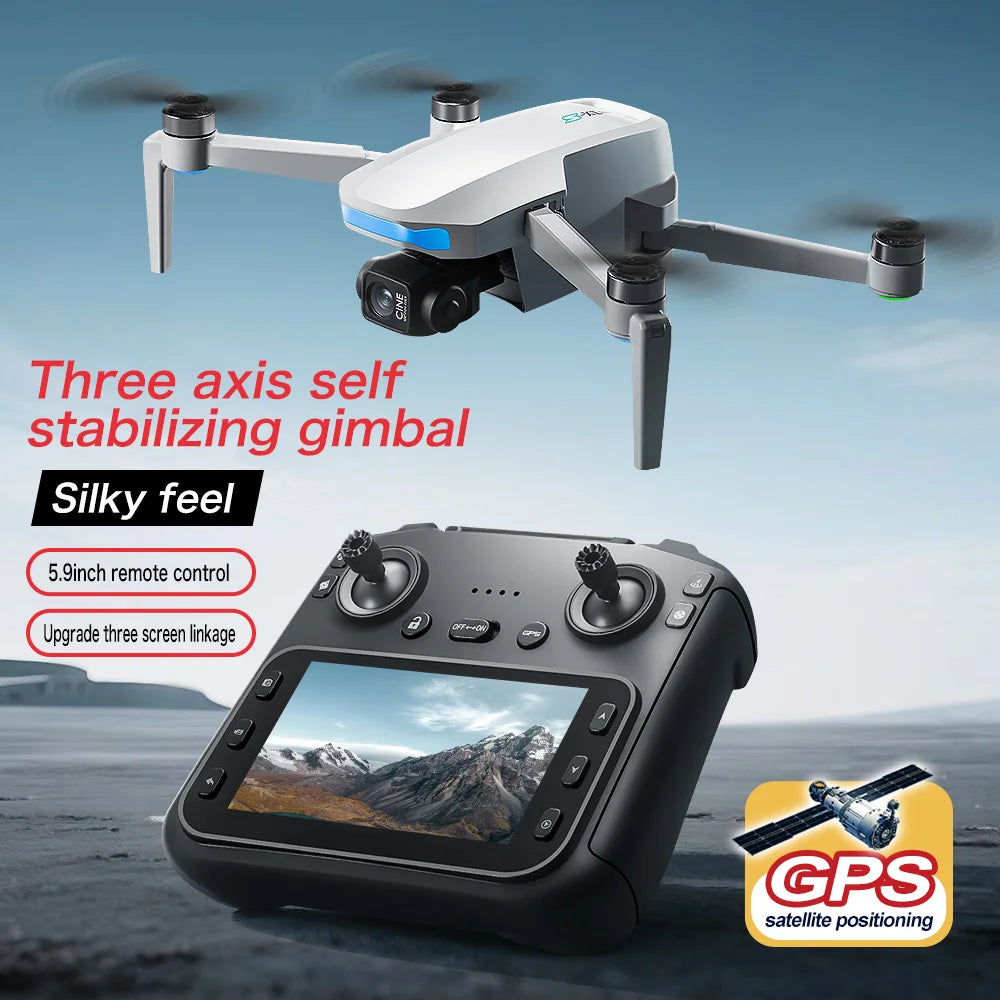 S-X1 New Drone with Screen 3-Axis Anti-shake Gimbal 4K Aerial Brushless Drones RC Quadcopter 5G GPS 8K HD Cameras EIS Mini Dron