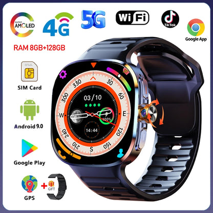 5G/4G Full Network Smart Watch 2.40 inch Big Screen HD Video Call 8GB+128GB RAM 2100mAh Google Play WIFI GPS Sim Card Smartwatch