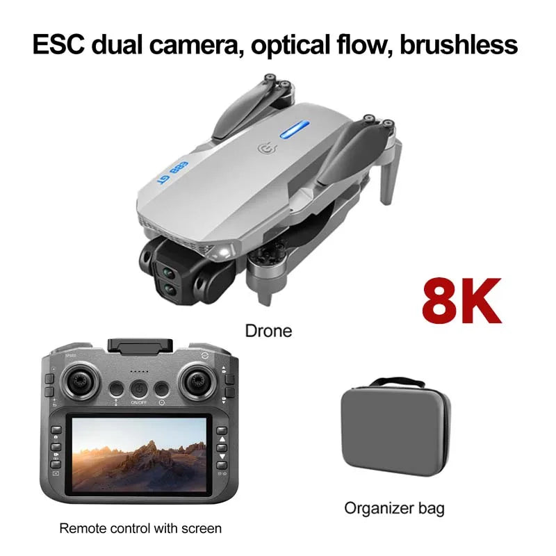 New E88GT Brushless Drone Dual HD Cameras WiFi FPV Foldable Arms Night Navigation Light Remote Control RC Quadcopter Photography