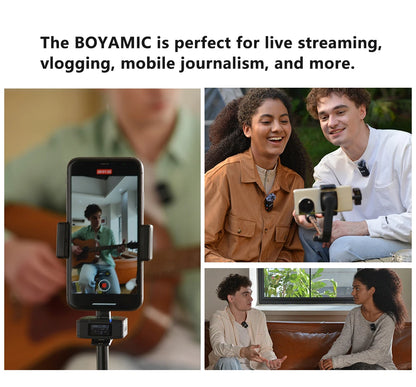 BOYA BOYAMIC Professional Wireless Lavalier Lapel Microphone for iPhone Android Camera Youtube Streaming Record Interview Vlogs