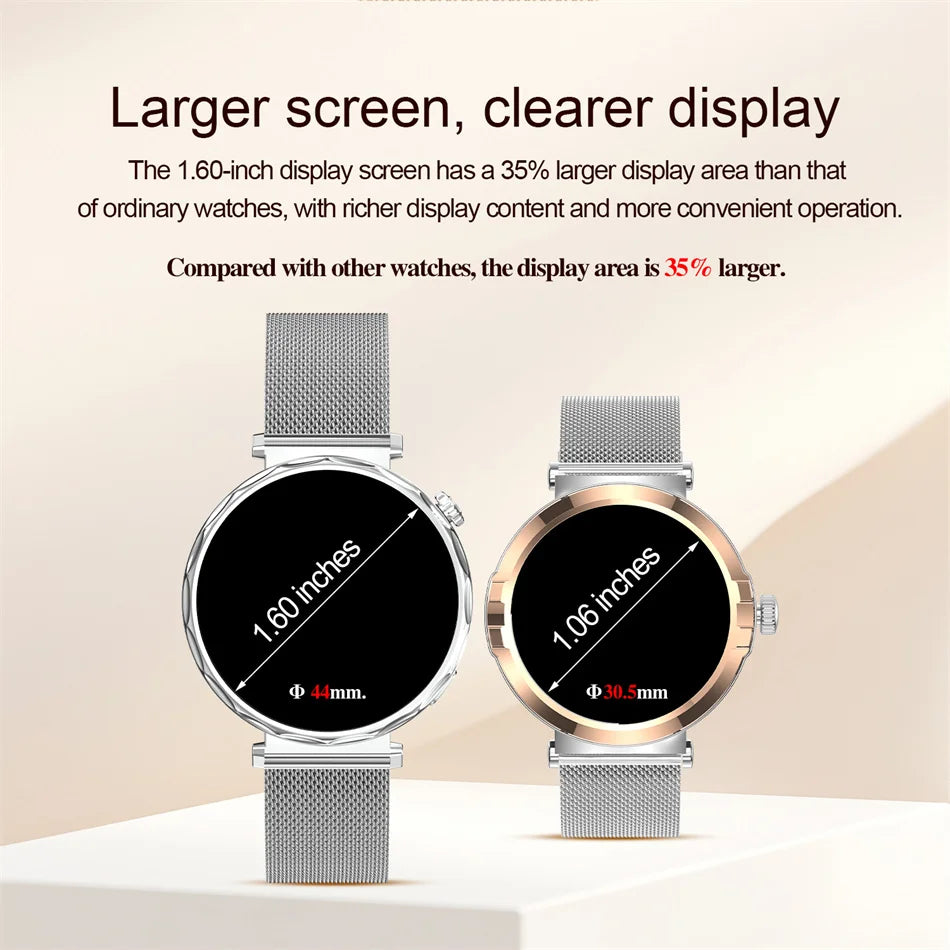 Fashion Women Bluetooth Call Smart Watch Watch AMOLED HD Screen Health Monitoring Waterproof Smartwatches 2025 New Android IOS