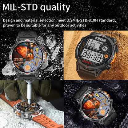 2025 Best seller Military AMOLED HD SmartWatch GPS Compass 10ATM Waterproof Tactics 170+Sport BT call SmartWatch 650Mah Battery