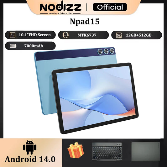 10.1'' Tablet Npad15 Android14.0 1280*800 HD Display 12GB RAM 512GB ROM 7000mAh Battery  MTK6737 Octa-Core 2.4G+5G WIFI6 Tablets