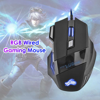 USB Wired Gaming Mouse 7 Button Backlit Ergonomic Mice 5500 DPI Backlight Adjustable Optical Mice for PC Gamer Computer Desktop