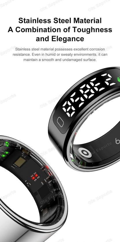 Smart Ring Men Women LED Display Screen Heart Rate Health Monitor Waterproof  Sport Modes rings Scroll through tiktok