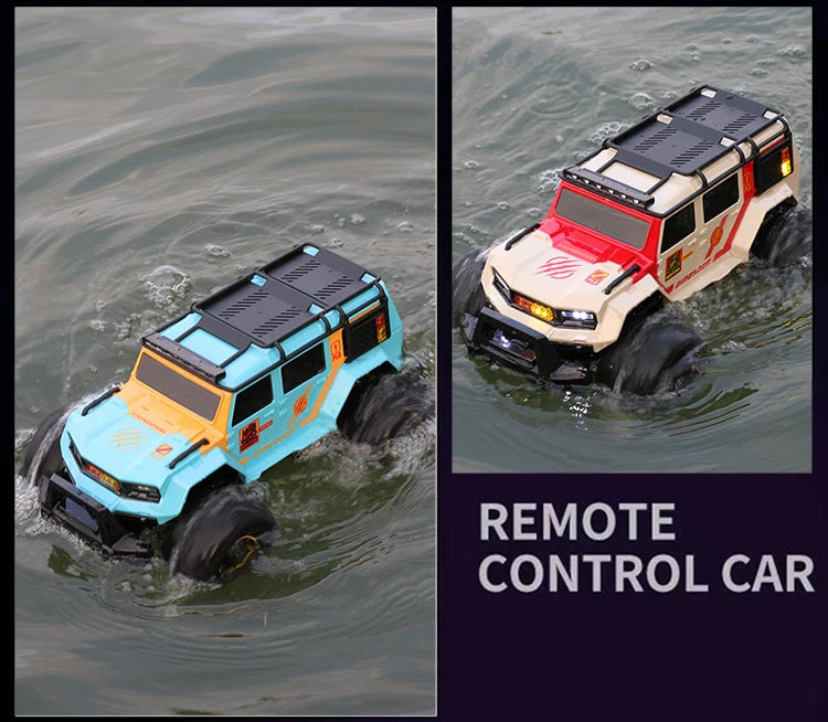 Rc Car Waterproof Amphibious 4Wd Off-Road Vehicle Remote Control Water Land Crawler Stunt Climbing Truck Toys for Boys Children
