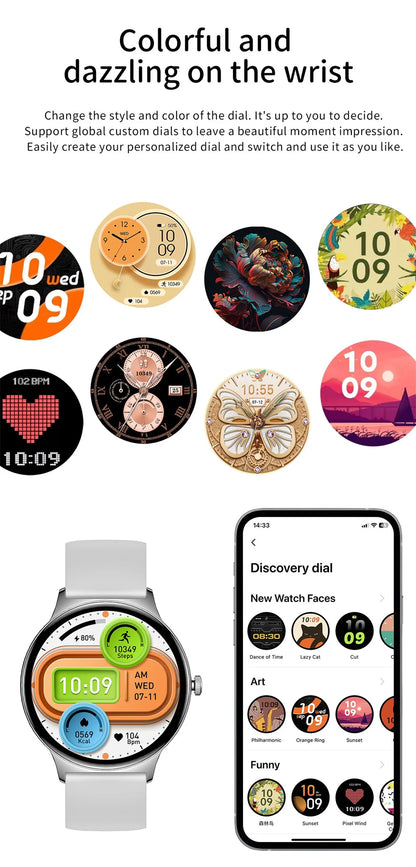 2025 New Ultra Slim AMOLED Smart Watch Women Screen Always Display Time Heart Rate BT Calling High-end Fashion Smartwatch IOS