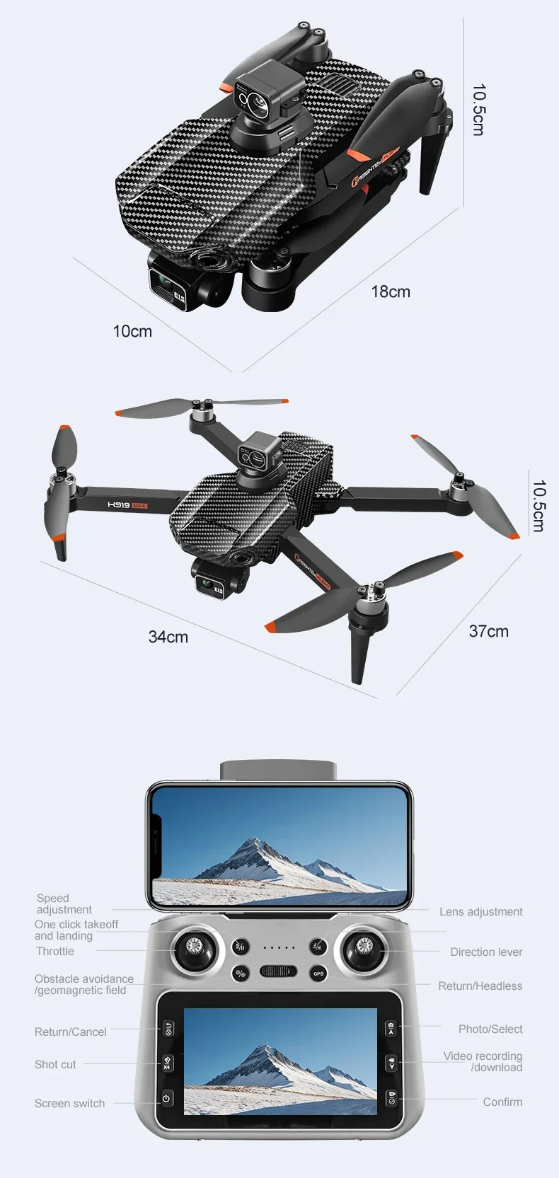 New K918 Drone GPS 8K Professional HD 360° Dual Cameras 5G WIFI Brushless Motors Obstacle Avoidance Foldable Quadcopter