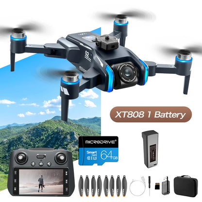 XT808 Drone 4K Professional 8K Camera with 5G WiFi FPV Dron Screen Remote Control Brushless Obstacle Avoidance  RC Quadcopter