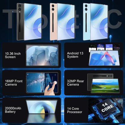 2025 Tablet Android 20000mAh 10.36 inch Global Version 22GB+2TB New Network 14 Core Android 13.0 Wifi Tablet