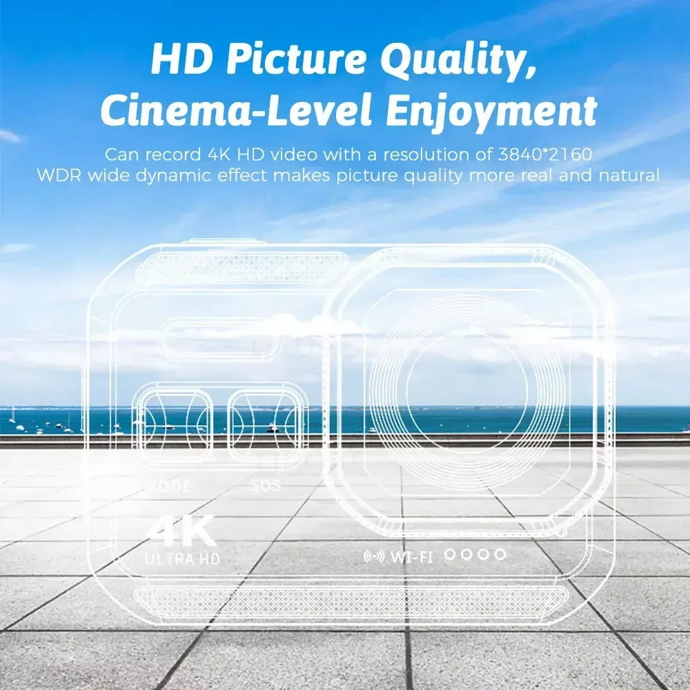 4K HD 60FPS Mini Camera Wifi Outdoor Sport 170° Wide Angle Action Kam Waterproof Bike Motorcycle Helmet Body Cam with LED Screen