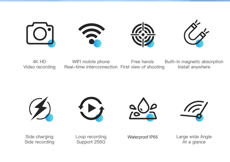 4K WiFi Thumb Sports Camera Motorcycle Bike Waterproof DV Cycling Recorder Magnetic Attraction Outdoor Portable Small Camcorder