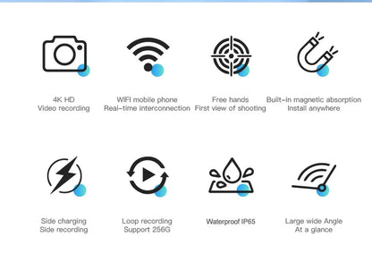 4K WiFi Thumb Sports Camera Motorcycle Bike Waterproof DV Cycling Recorder Magnetic Attraction Outdoor Portable Small Camcorder