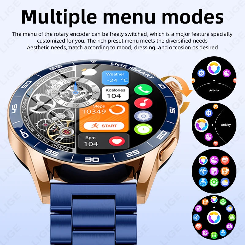 LIGE 2025 New Fashion Smart Watch Men HD Screen Sport Fitness Heart Rate Monitor Bluetooth Call IP68 Waterproof Smartwatch Women
