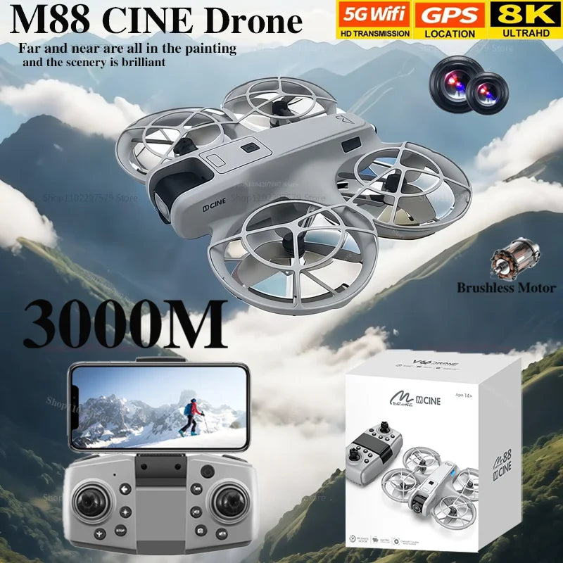 M88 Mini RC Drone 8K HD Camera 6-Axis Gyro Headless Mode 360 Flip Quadcopter Toy for Kids Perfect Gift  Outdoor Airborne Fun UAV
