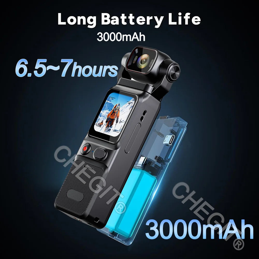 4K Handheld action camera 1.69“ touchscreen,4K Pocket camera Video recording camera, Rechargeable 1000mah/3000mAh, holiday gift