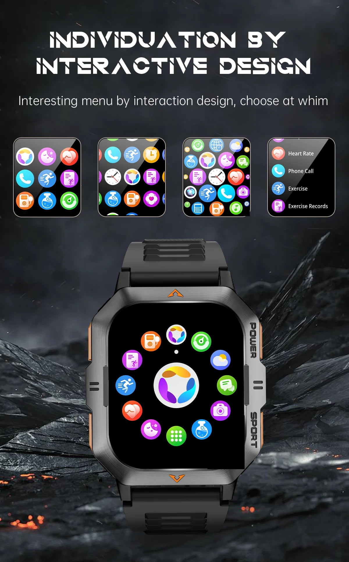 LIGE Outdoor Smart Watch For Men Women‘s Health 2.01’’ HD Screen 430mAh Battery LED Flashlight Waterproof Sports Smartwatches