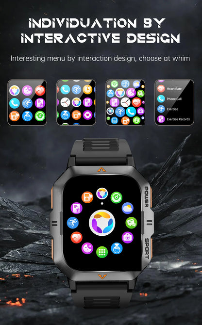 LIGE Outdoor Smart Watch For Men Women‘s Health 2.01’’ HD Screen 430mAh Battery LED Flashlight Waterproof Sports Smartwatches