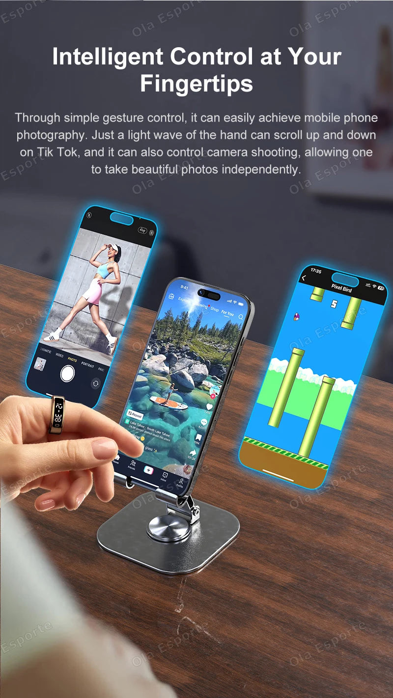 Smart Ring Men Women LED Display Screen Heart Rate Health Monitor Waterproof  Sport Modes rings Scroll through tiktok