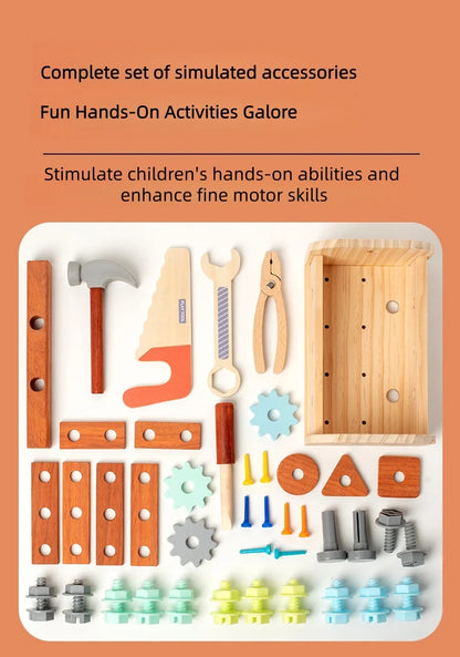 Wooden Tool Toy Set Includes a variety of tools like hammers and wrenches Kids can pretend to be little craftsmen and have a bla
