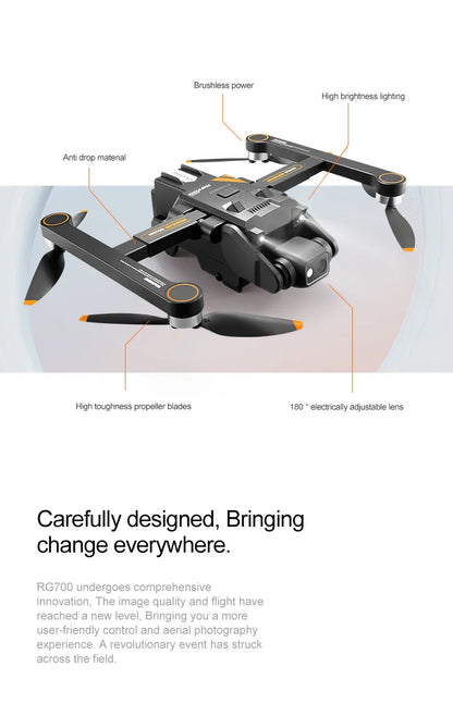 2025 RG700 PRO RC Drone Obstacle Avoidance Aerial photography 4K Dual Camera Quadcopter Gps Four-Axis Helicopter Drone Gift Toy