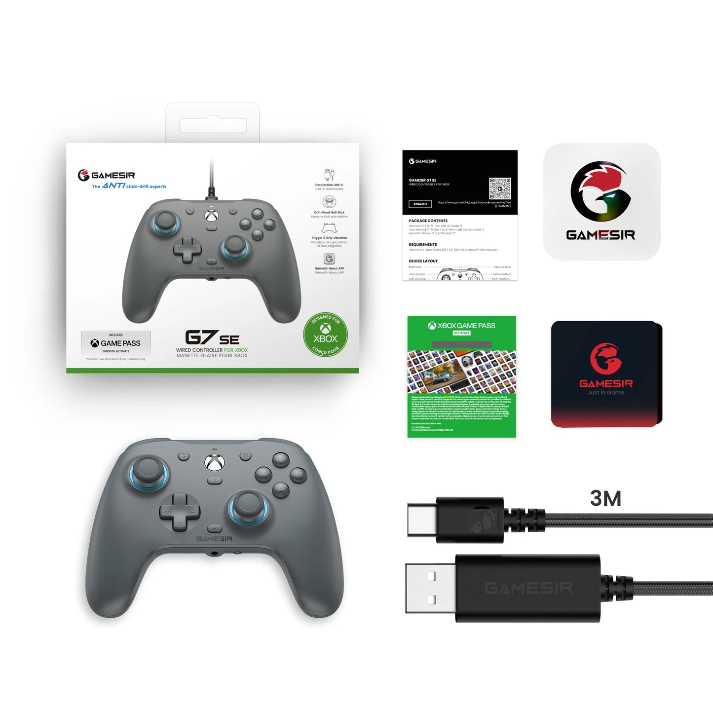 GameSir G7 SE Xbox Gaming Controller Wired Gamepad for Xbox Series X, Xbox Series S, Xbox One, with Hall Effect Joystick