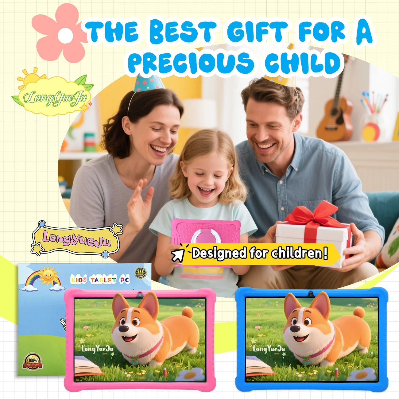 10.1-inch cartoon pattern children's tablet Android 3GB RAM 64GB ROM Learning, education, gaming tablet Children's gift