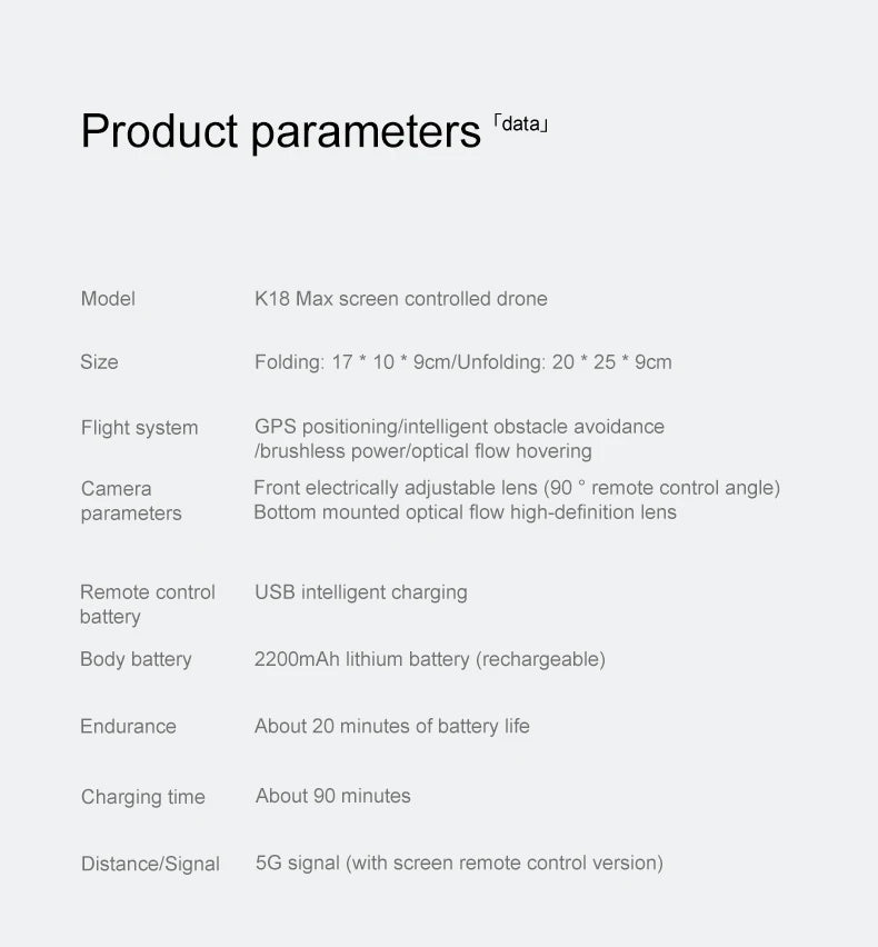 2025 K18 Max Airdrop GPS Drone 5G Screen Control Dual Camera Obstacle Avoidance 8K Aerial Photography Brushless Quadrotor Toy