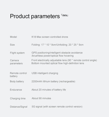 2025 K18 Max Airdrop GPS Drone 5G Screen Control Dual Camera Obstacle Avoidance 8K Aerial Photography Brushless Quadrotor Toy