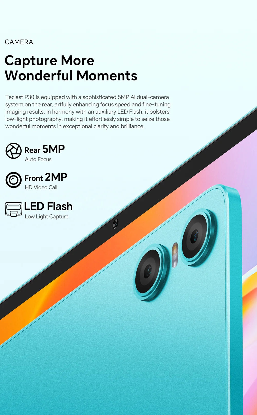 Teclast P30 Tablet  Allwinner  1.6GHz/ 4GBRAM/64GB ROM/10.1inch 1280×800iPS/WIFI/6000mAh/Type-C/5MP+2MP Camera/Android 14)