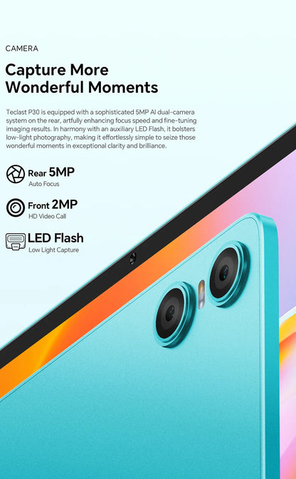 Teclast P30 Tablet  Allwinner  1.6GHz/ 4GBRAM/64GB ROM/10.1inch 1280×800iPS/WIFI/6000mAh/Type-C/5MP+2MP Camera/Android 14)