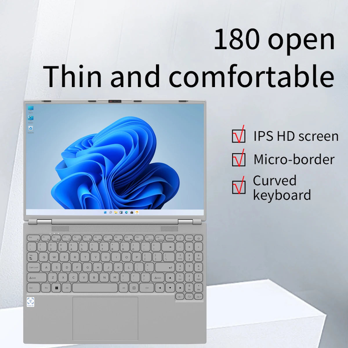Face ID Intel Notebook N95 Graphics UHD 16" Laptop 16GB 32GB RAM Max 2TB ROM Windows 11 Wifi 5 BT 4.2 RGB Keyboard