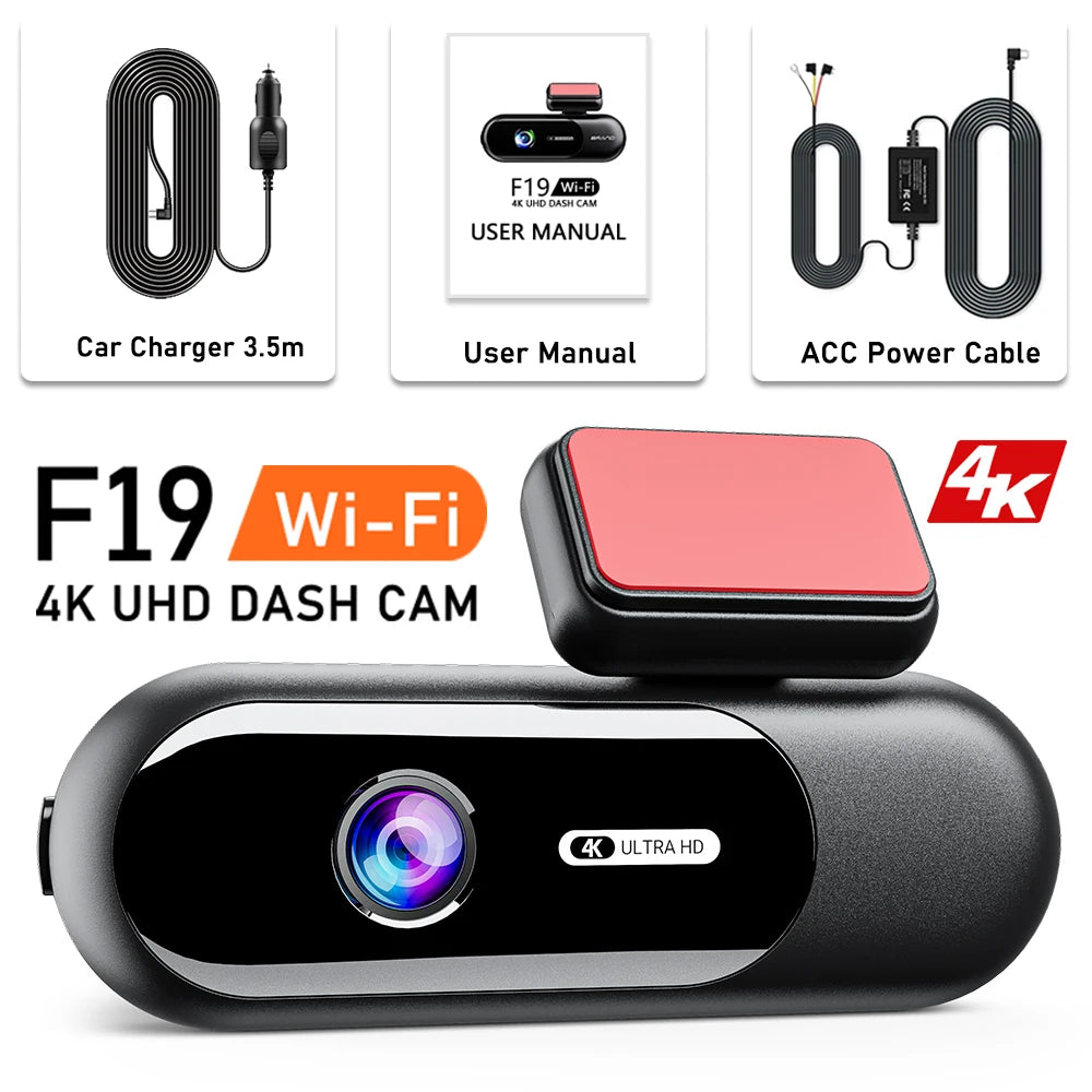 Dashcam for cars 4K UHD Recording Car Camera HDR Night Vision Video Recorder Builtin WiFi 24H Parking Monitoring car accessories