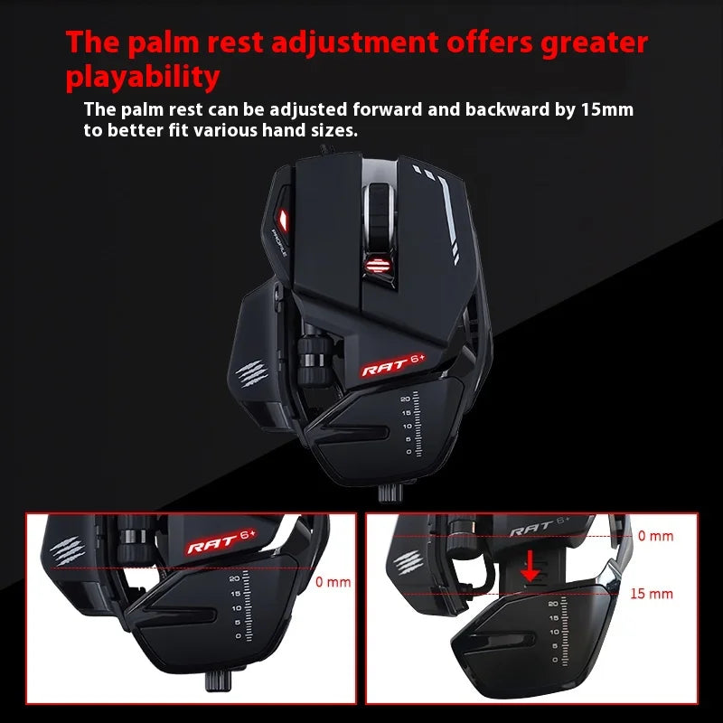 MeiJiaLion RAT6+ Wired Mechanical Gaming Mouse With Weight RGB Computer Esports Mouse Controller Black And White For Gamers