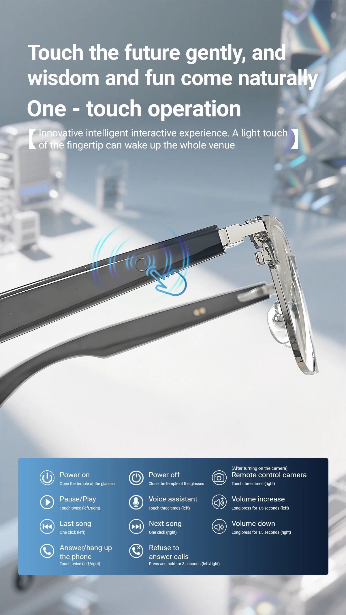 GT-33 smart glasses anti-blue light glassesTranslation Sunglasses Voice Remote Control Music Eyewear Waterproof Eyeglasses