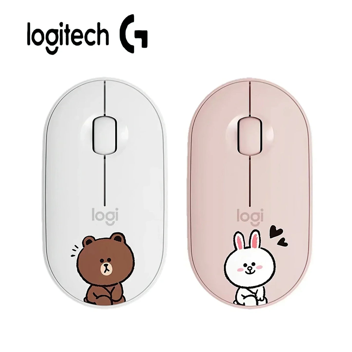 Logitech M350 Bear&Rabbit Wireless Mouse Cute Design Multiple Color Options Ergonomic Design Reduces Hand Fatigue