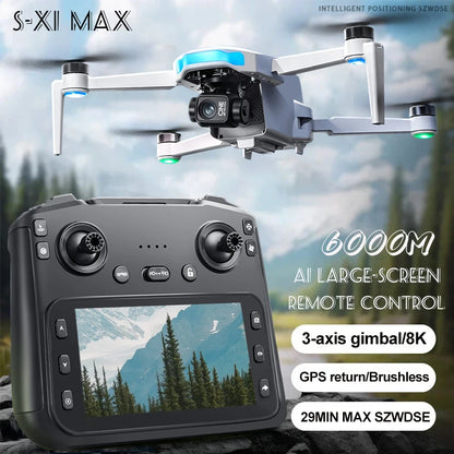 S-X1 GPS Drone 4K Professional HD Dual Camera 5G WIFI Brushless FPV Quadcopter Foldable 3-axis Gimbal Aerial Photography RC Dron