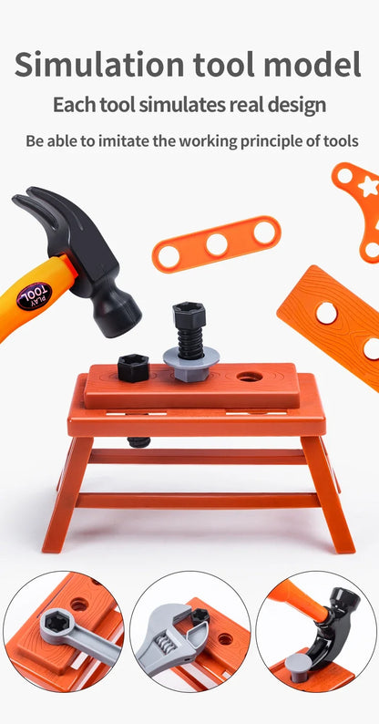 Children's Tool Set with Electric Toy Drill Kids Power Toy Pretend Play Tools Kit for Boys Girls Education Montessori Learning