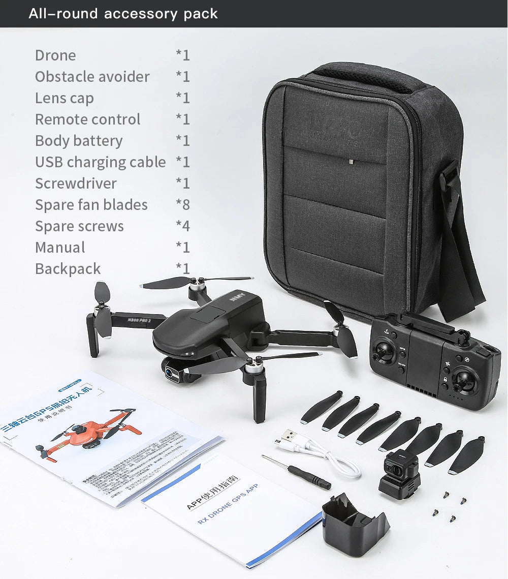 New N800 Pro2 GPS Drone Professional 8K HD Camera With Obstacle Avoidance 3-Axis Gimbal Brushless 5G WIFI FPV RC Dron Quadcopter