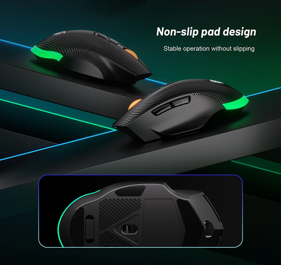 Wireless Game Mouse 12800DPI 1000Hz BT/2.4G/Wired 7 Buttons Macro Mouse for E-sports Ergonomic Design RGB Backlit